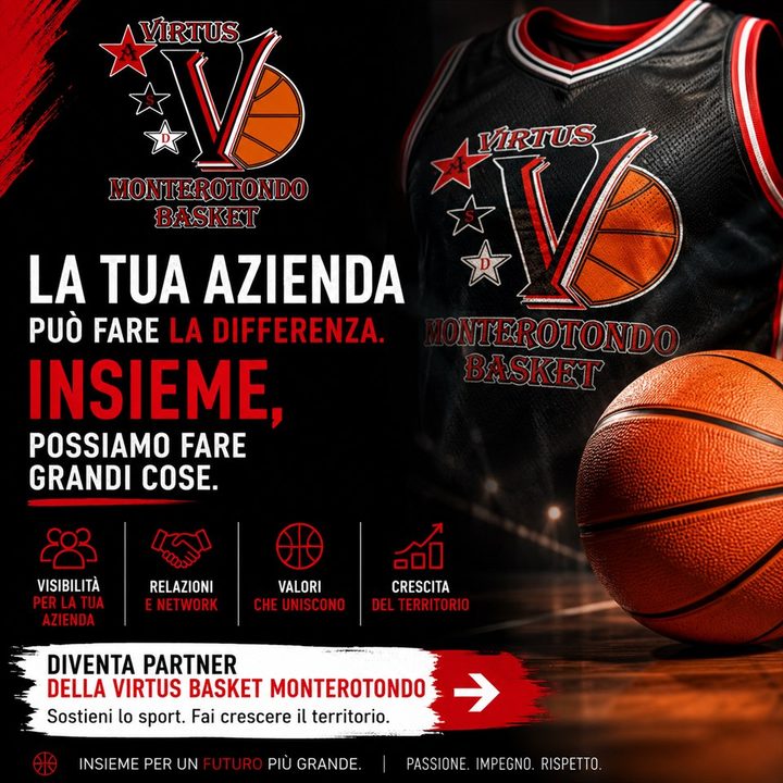 Campagna partnership Virtus Basket Monterotondo: la tua azienda può fare la differenza